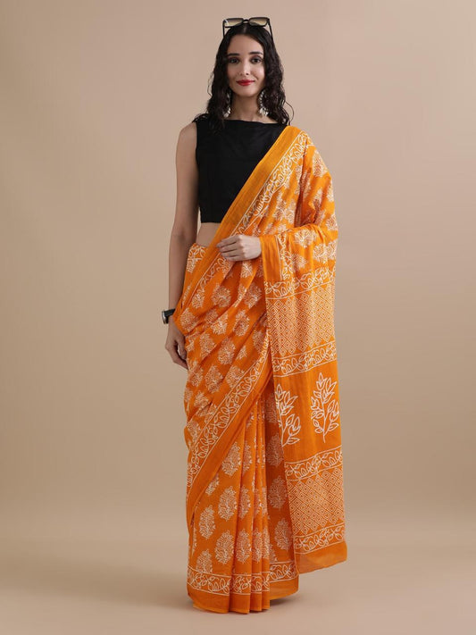 Premium Hand Block Printed Pure Cotton Saree