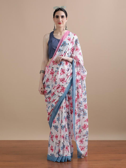 Premium Hand Block Printed Pure Cotton Saree