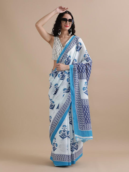 Exclusive Premium Hand Block Printed Pure Cotton Saree