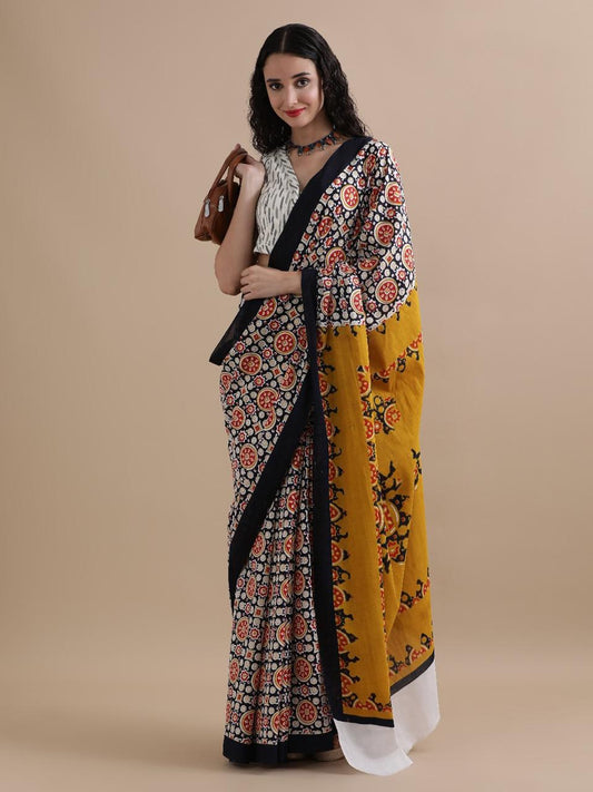 New Exclusive Block Printed Pure Cotton Saree