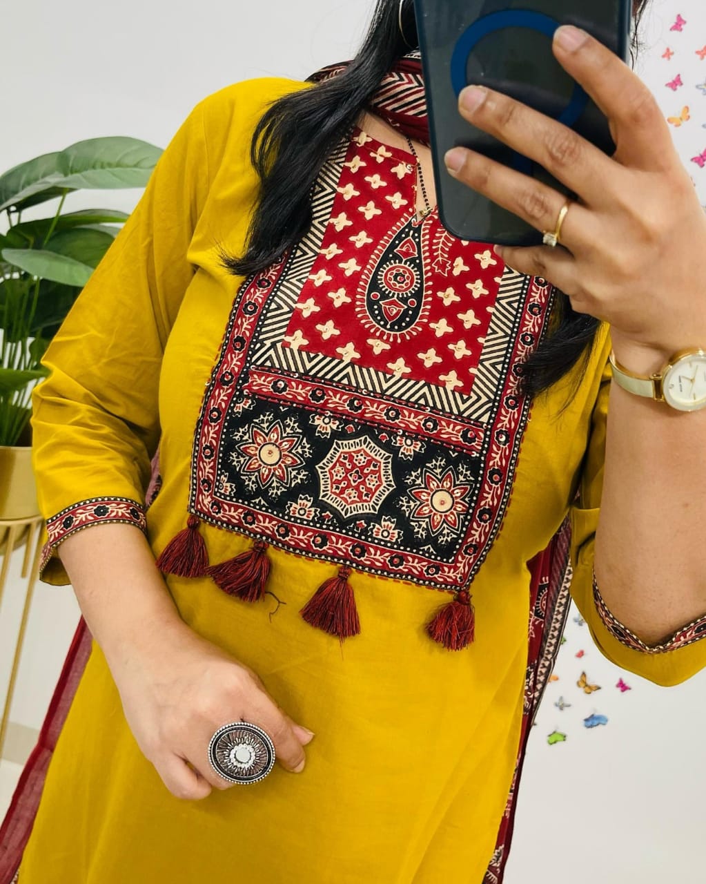 🌹🌹Pure fine Cotton fabric &nbsp; Kurti with Pant with cotton 100-100 Dupatta🌹🌹(WARED418)