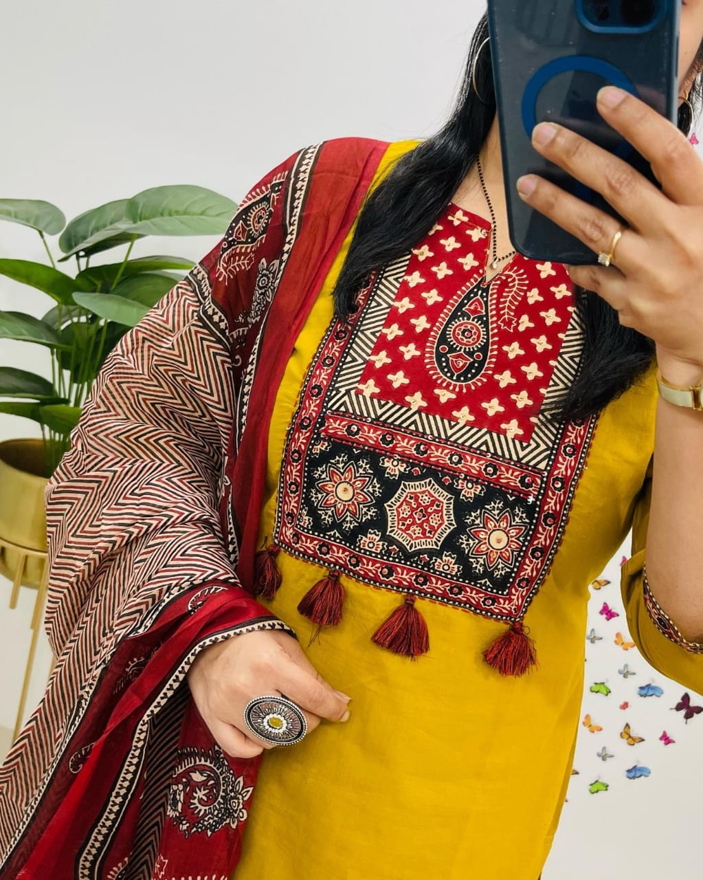 🌹🌹Pure fine Cotton fabric &nbsp; Kurti with Pant with cotton 100-100 Dupatta🌹🌹(WARED418)