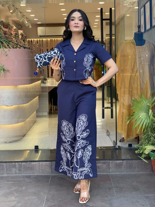 Pure Cotton Shirt Style (With Heavy Embroidery on Front &amp; Front Embroidery on Plazzo)