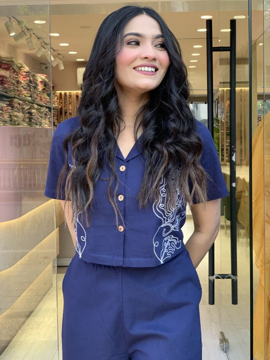 Pure Cotton Shirt Style (With Heavy Embroidery on Front &amp; Front Embroidery on Plazzo)