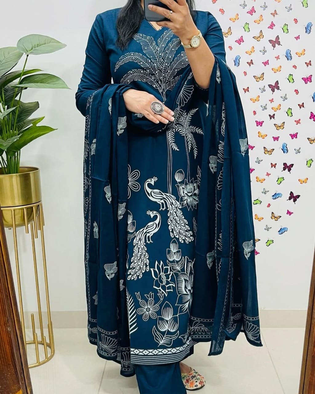 🌹🌹Pure fine Cotton fabric &nbsp; Kurti with Pant with cotton 100-100 Dupatta🌹🌹(WARED432)