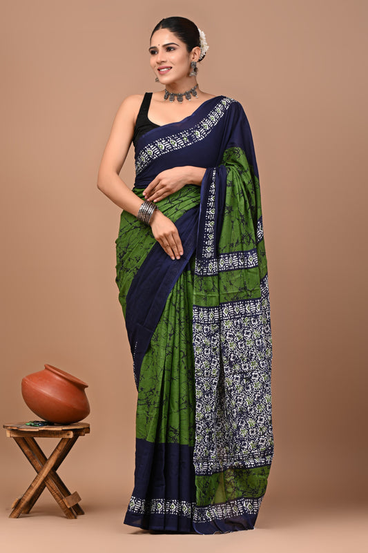 Premium Hand Block Printed Pure Cotton Saree 01