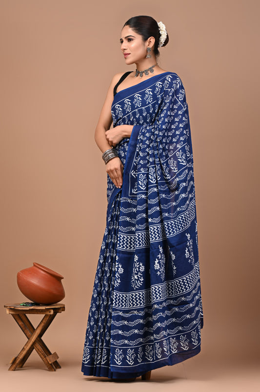 New Exclusive Block Printed Pure Cotton Saree 82