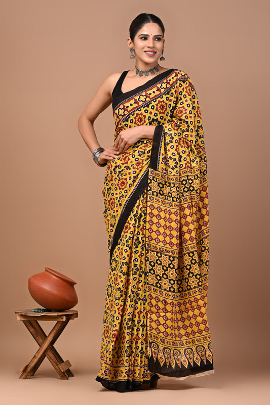 New Exclusive Block Printed Pure Cotton Saree 81