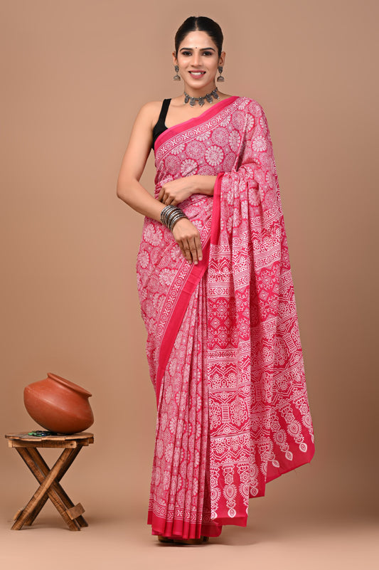 New Exclusive Block Printed Pure Cotton Saree 83