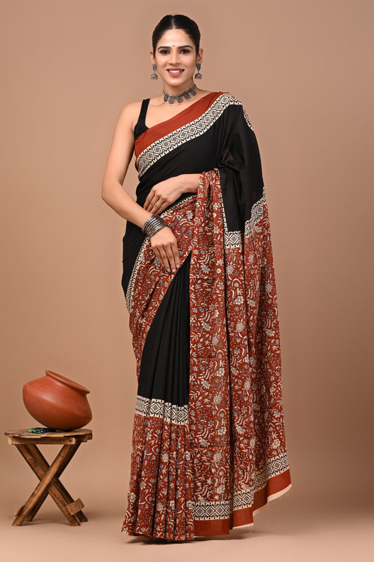 New Exclusive Block Printed Pure Cotton Saree 77