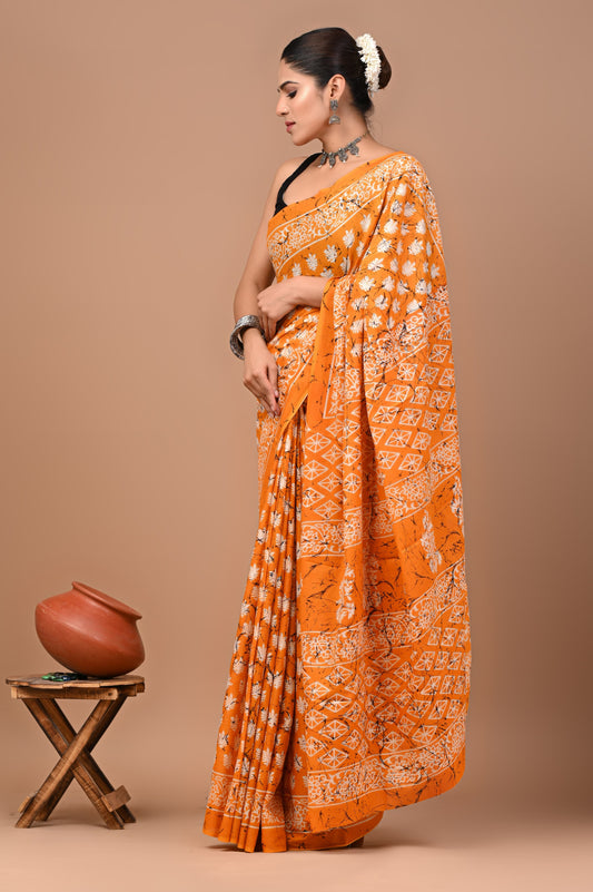 New Exclusive Block Printed Pure Cotton Saree 73