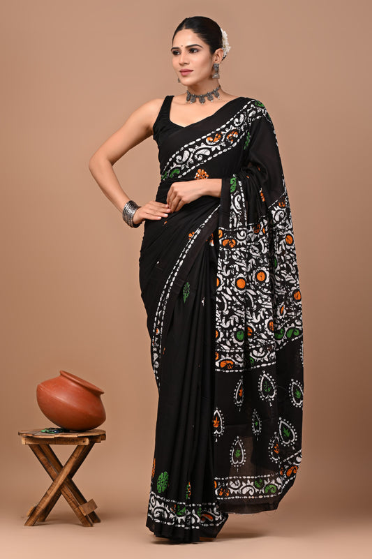 Exclusive Premium Hand Block Printed Pure Cotton Saree 55