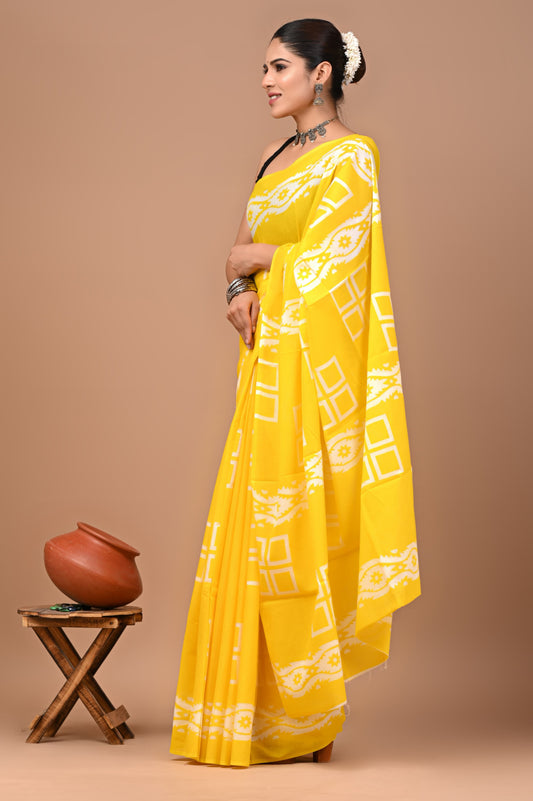 Copy of New Exclusive Block Printed Pure Cotton Saree 42
