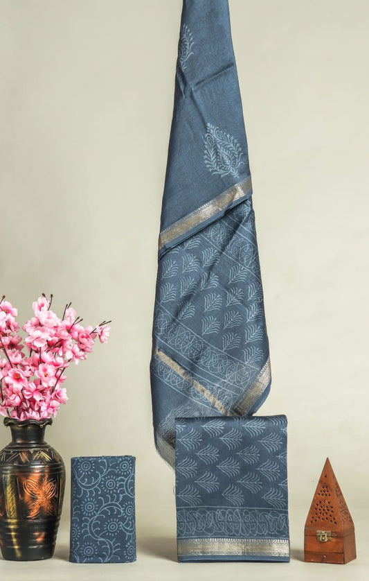 DESIGNER HAND BLOCK PRINT MAHESHWARI SILK SUIT SE 35