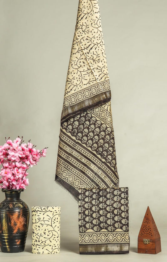DESIGNER HAND BLOCK PRINT MAHESHWARI SILK SUIT SE 34