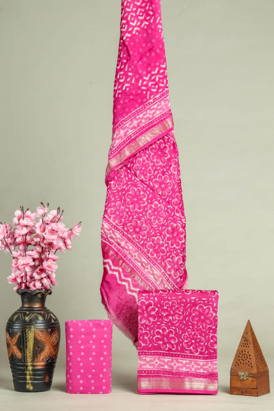 EXCLUSIVE ELEGANT HAND BLOCK PRINT MAHESHWARI SILK SUIT SET 31