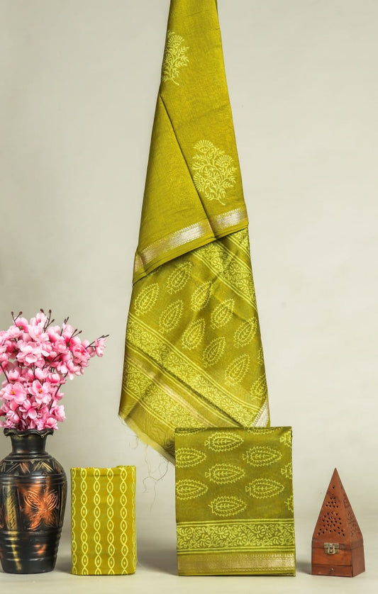 EXCLUSIVE ELEGANT HAND BLOCK PRINT MAHESHWARI SILK SUIT SET 30