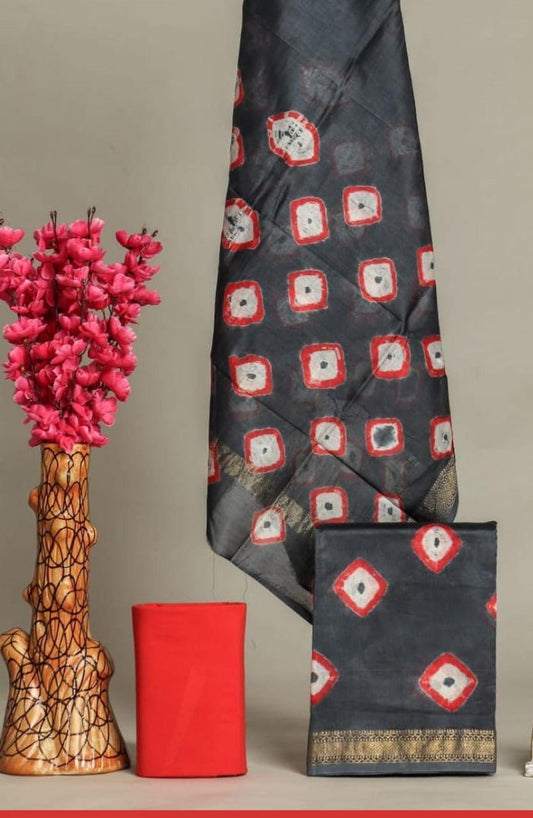 ELEGANT HAND BLOCK PRINT MAHESHWARI SILK SUIT SET 25