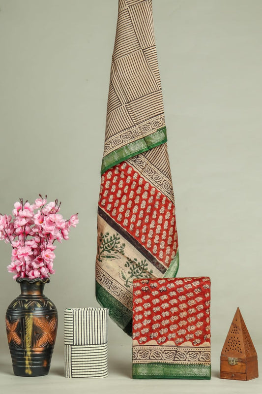 PREMIUM HAND BLOCK PRINT MAHESHWARI SILK SUIT SET 19