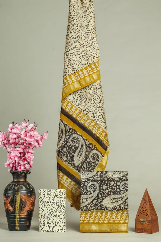 PREMIUM HAND BLOCK PRINT MAHESHWARI SILK SUIT SET 18