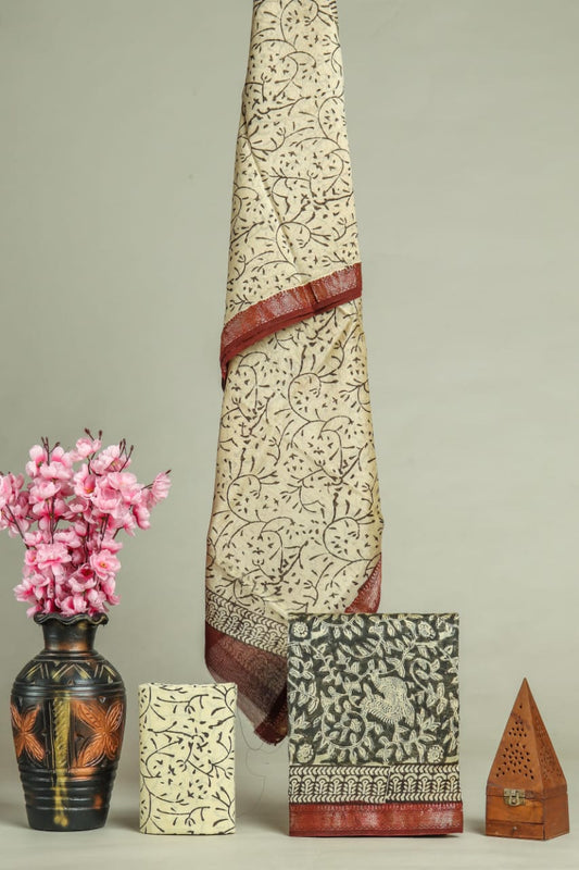 PREMIUM HAND BLOCK PRINT MAHESHWARI SILK SUIT SET 17