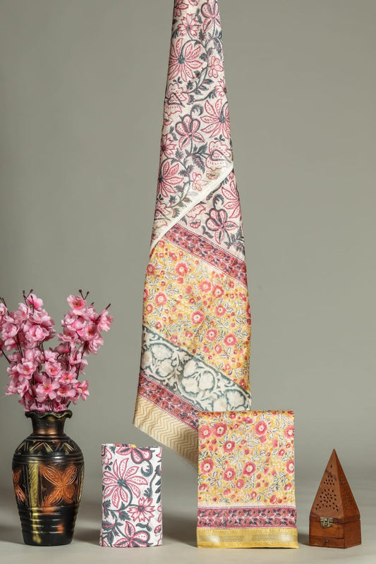 ELEGANT HAND BLOCK PRINT MAHESHWARI SILK SUIT SET 12