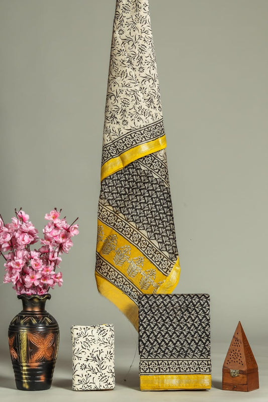 ELEGANT HAND BLOCK PRINT MAHESHWARI SILK SUIT SET 11