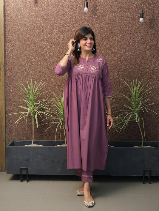 look classy and elegant with our new pure cotton collared kurta pant set(WACD146)