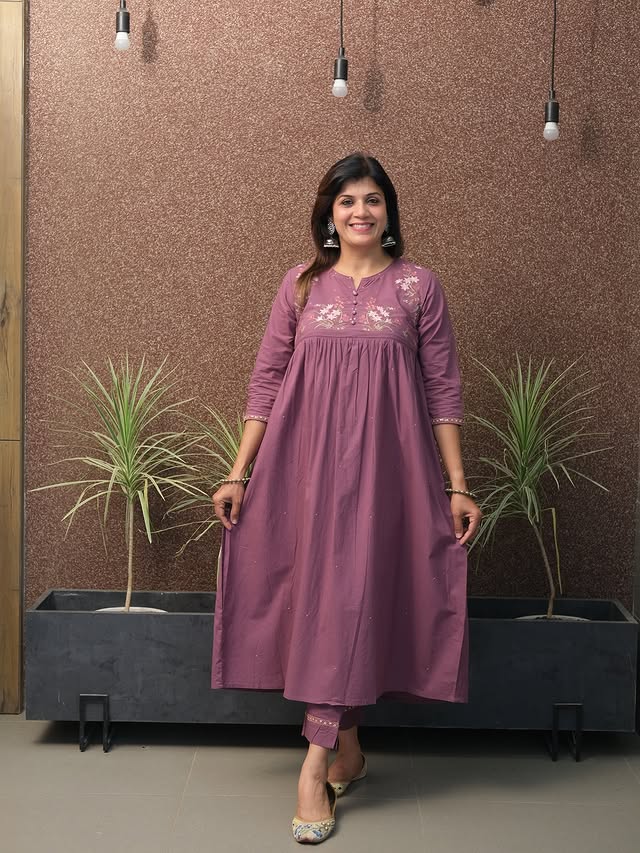 look classy and elegant with our new pure cotton collared kurta pant set(WACD146)