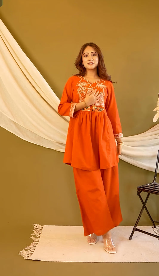 Beautiful Cotton slub Kurti with Pant set(WACD141)