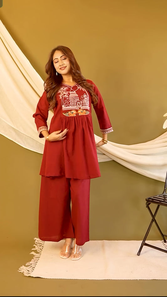 Beautiful Cotton slub Kurti with Pant set(WACD138)