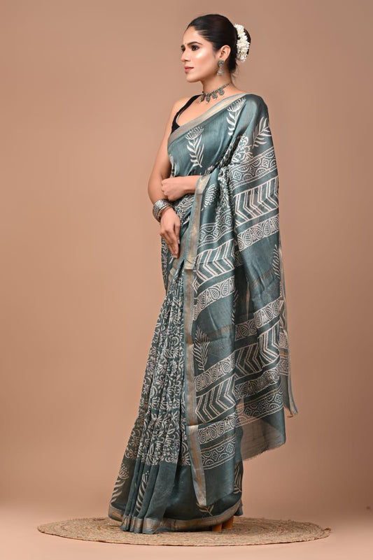 Flora Printed Maheshwari Silk Saree (SWSRMAH08)