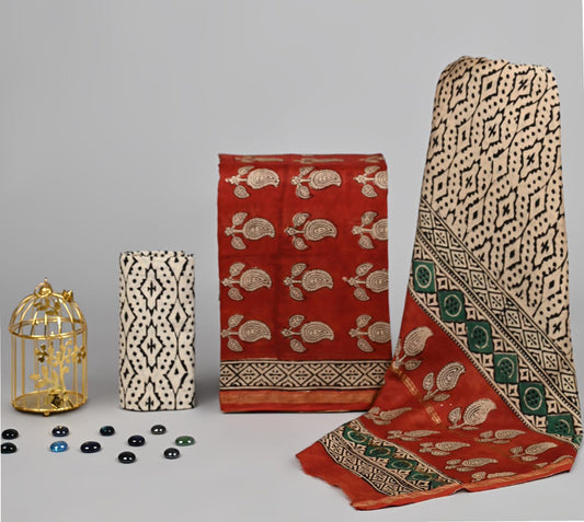 CHANDERI SILK SUIT WITH CHANDERI SILK DUPATTA 13