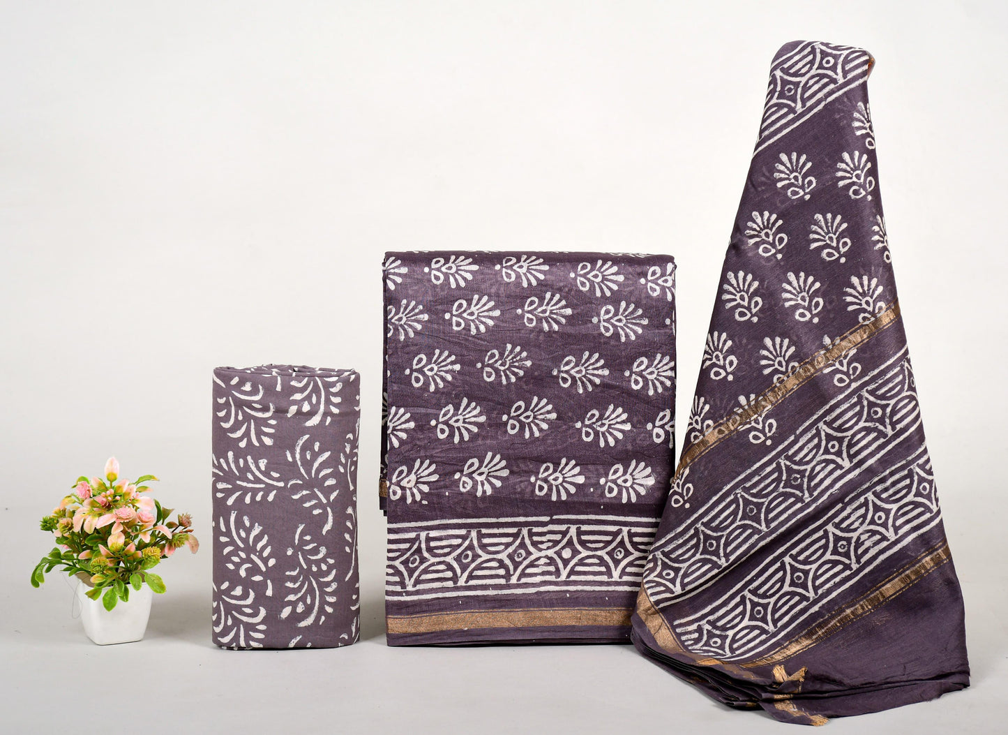 ELEGANT PRINT CHANDERI SILK SUIT WITH CHANDERI SILK DUPATTA 19