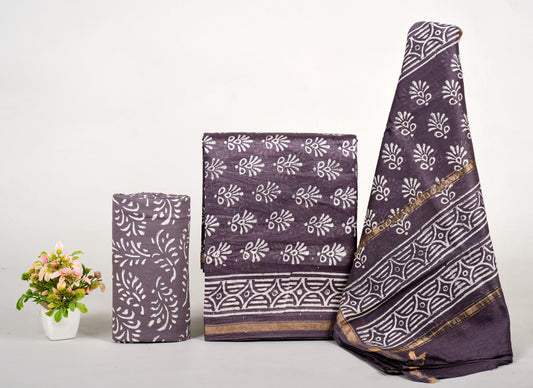 ELEGANT PRINT CHANDERI SILK SUIT WITH CHANDERI SILK DUPATTA 19