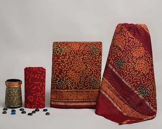 ELEGANT PRINT CHANDERI SILK SUIT WITH CHANDERI SILK DUPATTA 18