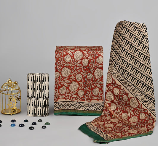 EXCLUSIVE COLLECTION : HAND BLOCK PRINT CHANDERI SILK SUIT SET 27