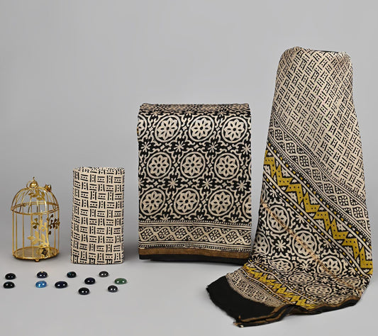 EXCLUSIVE COLLECTION : HAND BLOCK PRINT CHANDERI SILK SUIT SET 28