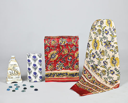EXCLUSIVE COLLECTION : HAND BLOCK PRINT CHANDERI SILK SUIT SET 29