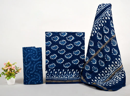 ELEGANT HAND BLOCK PRINT CHANDERI SILK SUIT SET 38