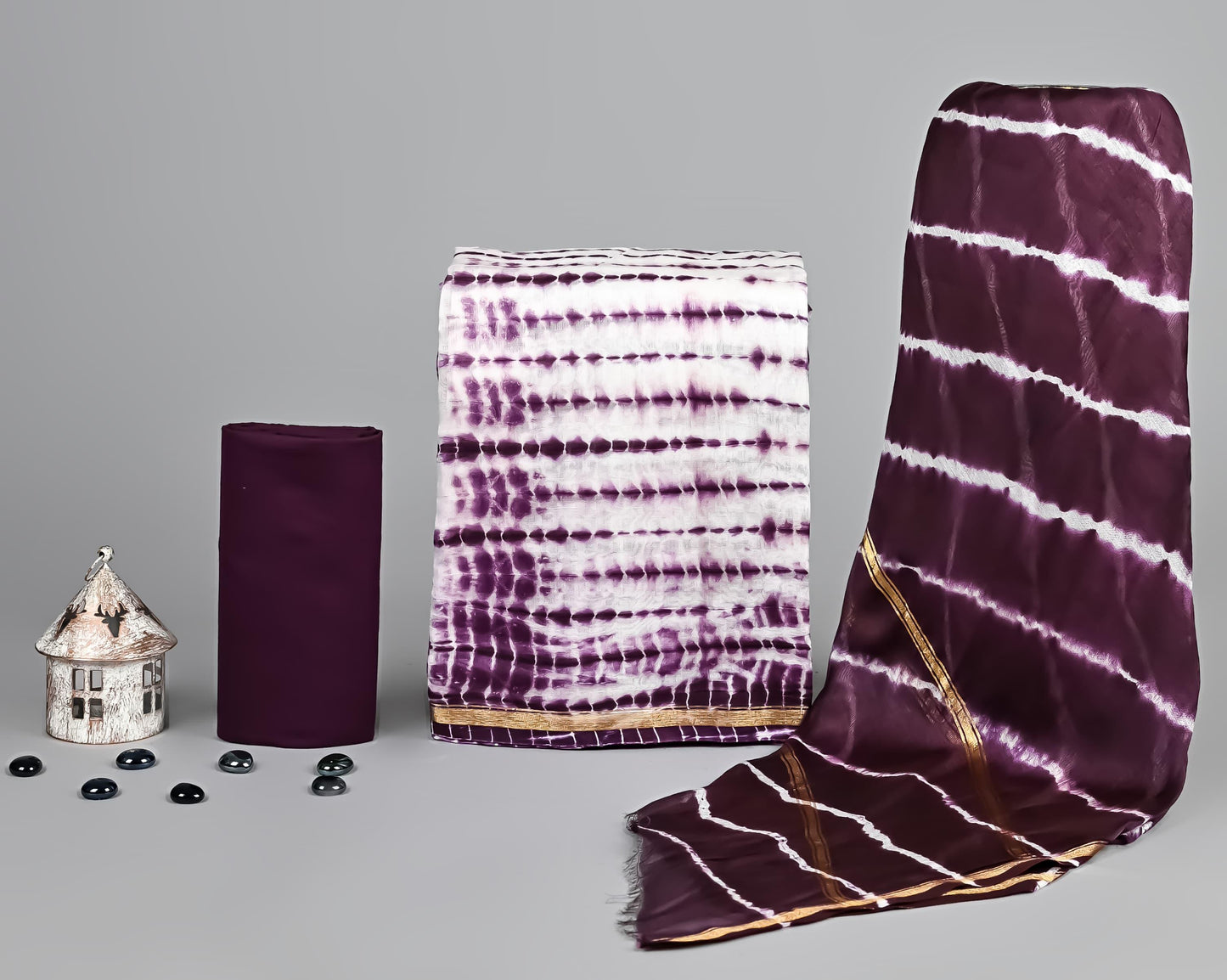 EXCLUSIVE ELEGANT HAND BLOCK PRINT CHANDERI SILK SUIT SET 42