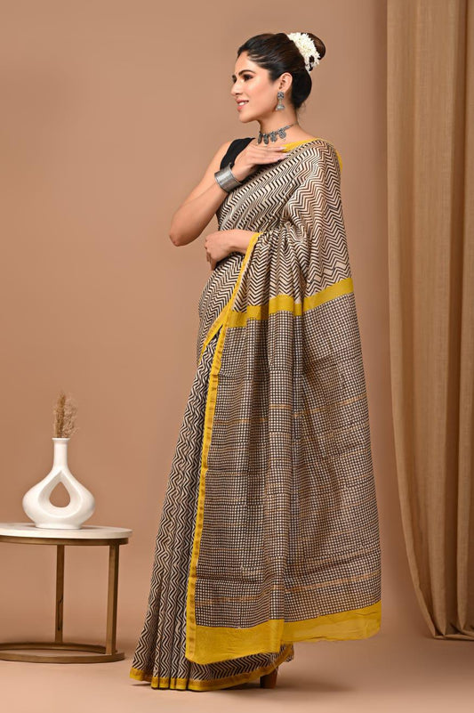 Premium Hand Block Printed Chanderi Silk Saree 73