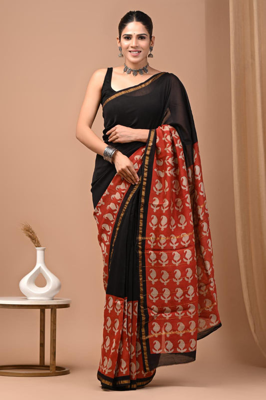 Premium Hand Block Printed Chanderi Silk Saree 80