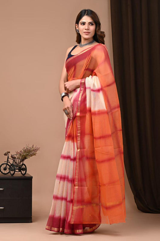 Exclusive hand Block Printed Kota Doria Saree (SWSRKO41)