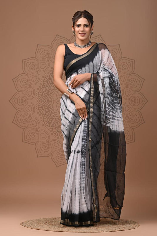 Exclusive hand Block Printed Kota Doria Saree (SWSRKO38)
