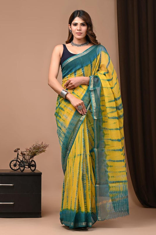 Exclusive hand Block Printed Kota Doria Saree (SWSRKO36)