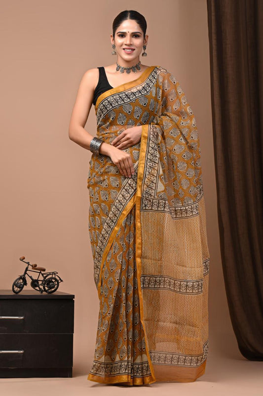 Exclusive hand Block Printed Kota Doria Saree (SWSRKO19)