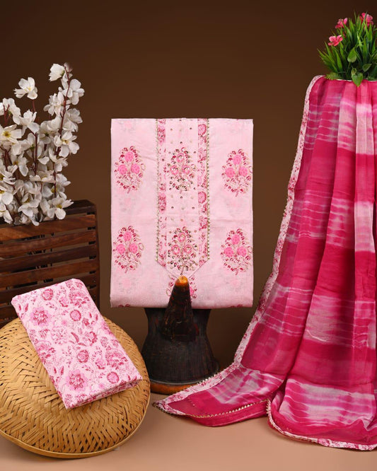 Designer zari gotapatti work Cotton Suit with chiffon dupatta(WAGP55)