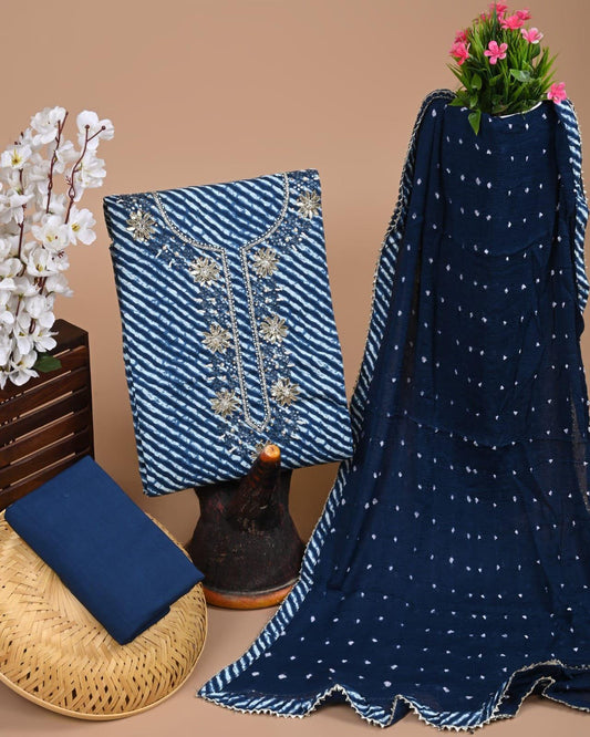 Designer zari gotapatti work Cotton Suit with chiffon dupatta(WAGP19)