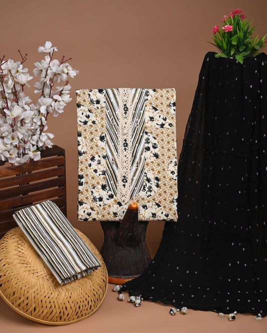 Designer zari gotapatti work Cotton Suit with chiffon dupatta(WAGP15)